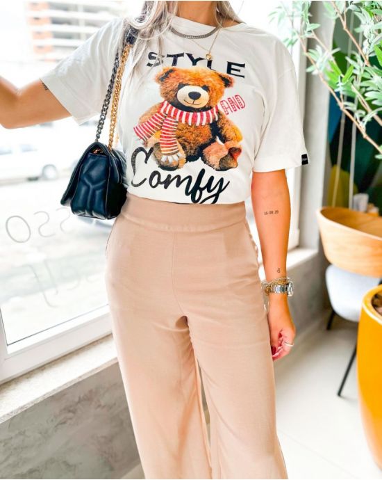 T-Shirt Oversized com Estampa de Urso