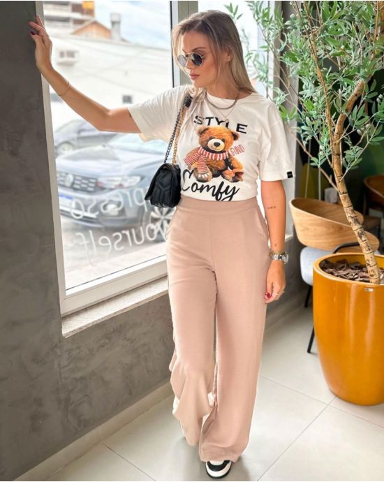 T-Shirt Oversized com Estampa de Urso